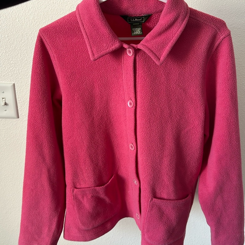 Women’s Large LLBean Button Up Sweater, Pink